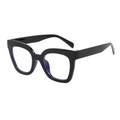 Occhiali quadrati oversize nero lucido con lenti trasparenti anti-luce blu - Montatura Nera