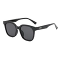 Retro square sunglasses with classic black frame and stylish silver temple accents - Black Frame Black Grey Lens