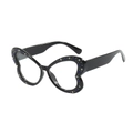 Gafas de mariposa negras de moda con diamantes azules y lentes transparentes chic - Marco Negro