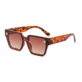Classic square tortoise shell sunglasses with brown gradient lenses and gold accents - Leopard Frame Gradient Tea Lens