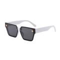Classic oversized square sunglasses with black and white frame and gold metal G detail - White Frame Dark Grey Lens