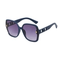 Fashion oversized polygon sunglasses with blue frames and purple gradient lenses - Blue Frame Gradient Grey Lens