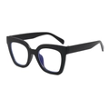 Chic black oversized square glasses frame with blue light blocking lenses in 45-degree view - Matte Black