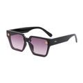 Classic square oversized black sunglasses with purple gradient lenses and gold accents - Black Frame Pink Grey Lens
