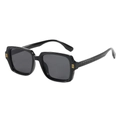 Gafas de sol cuadradas retro en negro brillante con elegantes detalles dorados en bisagras - Montura Negra Lentes Gris Negro