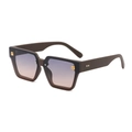 Classic square oversized sunglasses with dark brown frame and gradient purple lenses - Coffee Frame Grey Tea Lens