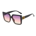 Fashion vintage oversized square sunglasses with black frames and purple gradient lenses - Black Frame Purple Pink Lens