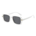 Gafas de sol retro con montura cuadrada blanca y lentes en color gris oscuro - Montura Blanca Lente Gris Oscuro