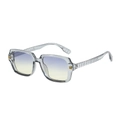 Gafas de sol cuadradas retro con montura gris transparente y lentes de degradado - Montura Gris Lentes Azul Amarillo