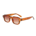 Klassische Retro-Sonnenbrille in Bernstein-Optik mit braunen Verlaufsgläsern - Gestreifter Tee-Rahmen Verlaufs-Tee-Linsen