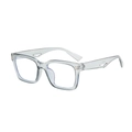Classic light grey transparent square frame glasses with silver metal trim for women - Grey Frame