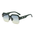 Chic dark green half-frame sunglasses with blue-yellow gradient lenses and gold H detail - Green Frame Green Yellow Lens
