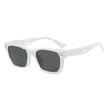 Gafas de sol cuadradas blancas clásicas con montura gruesa retro y detalles metálicos - Montura Blanca Lente Gris Oscuro