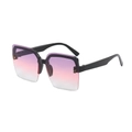 Chic rimless rectangle sunglasses with purple gradient lenses and gold H logo - Black Frame Purple Pink Lens