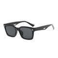 Gafas de sol cuadradas negras clásicas con barras metálicas y patillas huecas - Montura Negra Lentes Gris Negro