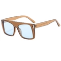 Chic oversized square sunglasses with translucent brown frames and blue tinted lenses - Tea Frame Blue Lens