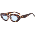 Retro oval tortoiseshell sunglasses with light blue lenses and rivet details on white - Tortoiseshell Frame Blue Lens