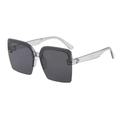 Frameless square sunglasses featuring grey transparent lenses and gold metal accents - Grey Frame / Black Grey Lens