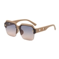 Modische khakifarbene Halbrand-Sonnenbrille mit Verlaufsgläsern und goldenem H-Logo - Sandkaffee Rahmen Graubraune Gläser