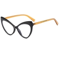 Montura de gafas de gato negras modernas con patillas de color ámbar para un estilo chic - Marco Negro y Té