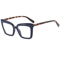 Occhiali quadrati oversize in resina blu con stanghette a motivo tartarugato - Montatura blu