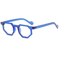 Montatura per occhiali esagonale blu trasparente moderna con design full rim in TR90 - Montatura blu