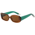 Occhiali da sole quadrati oversize alla moda con montura marrone e stanghette verde scuro - Montatura Tè Lenti Tè