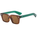 Classic square sunglasses with brown translucent frames and dark brown UV lenses - Tea Frame Tea Lens
