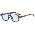 Gafas de sol retro de carey con doble puente y lentes de color azul claro - Montura Carey Lentes Azules