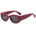 Retro-Polygon-Sonnenbrille mit burgunderrotem Rahmen und dunkelgrauen Gläsern - Roter Rahmen Dunkelgraue Gläser