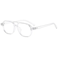 Classic clear double bridge pilot sunglasses with retro rice nail accents and oversized frames - Transparent Frame