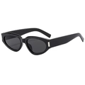 Occhiali da sole cat-eye neri con montatura lucida e dettagli in argento - Montatura Nera Lenti Grigio Nero