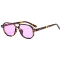 Classic retro tortoise shell aviator sunglasses with purple lenses and double bridge design - Demi Frame Purple Lens
