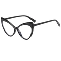 Gafas de sol cat-eye triangulares de gran tamaño con montura negra brillante retro - Marco Negro