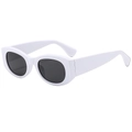 Modische Oversize-Sonnenbrille in Weiß mit dickem Polygon-Rahmen und dunklen Gläsern für Damen - Weißer Rahmen Dunkelgraue Gläser