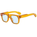 Retro square amber frame sunglasses with light blue lenses for a vintage fashion style - Orange Frame Blue Lens