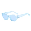 Fashionable retro cat-eye sunglasses with irregular light blue transparent frames and lenses - Blue Frame / Blue Lens