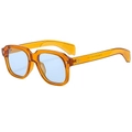 Classic square retro sunglasses with amber orange frames and ocean blue lenses - Orange Frame Blue Lens