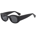 Modische Oversize-Sonnenbrille in Schwarz, polygonales Design mit breitem Rahmen und Gläsern - Schwarzer Rahmen Schwarz Graue Gläser