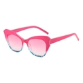 Occhiali da sole cat eye chic con montatura rosa e motivi floreali sui bordi - Montatura Demi Rosa Blu Lenti Rosa