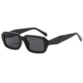 Klassische schwarze Rechteck-Sonnenbrille mit dunklen Gläsern und geometrischem Bügel - Schwarzer Rahmen Schwarz Graue Gläser
