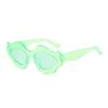 Gafas de sol verde fluorescente con forma de labios para moda callejera y hip-hop - Montura Verde Fluorescente Lente Verde
