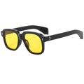 Gafas de sol cuadradas negras con lentes amarillas y detalles de remaches de estrellas plata - Montura Negra Lentes Amarillas