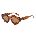 Fashionable leopard print irregular sunglasses with brown lenses for hip-hop street style - Leopard Frame / Tea Lens