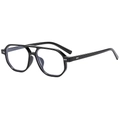 Classic black double-bridge aviator sunglasses with vintage rice nails and oversized frames - Black Frame