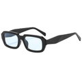 Retro Rechteck-Sonnenbrille mit dickem schwarzem Rahmen und hellblauen Gläsern - Schwarzer Rahmen Blaue Gläser