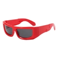 Lunettes de soleil rectangulaires rouges chic à monture épaisse et verres foncés style hip-hop - Monture Rouge Verres Gris Foncé