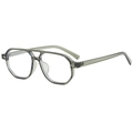 Classic vintage double bridge aviator sunglasses in translucent grey acetate frame - Green Frame