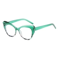 Retro cat-eye glasses frame in translucent emerald green with tortoiseshell accents - Green Demi Frame