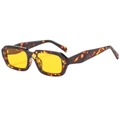 Lunettes de soleil rectangulaires rétro avec monture écaille et verres jaunes - Monture Demi Verres Oranges